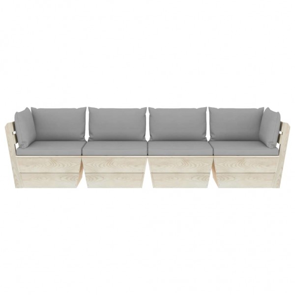 Sofá de jardim de 4 lugares em paletes com almofadas em madeira de abeto M 2