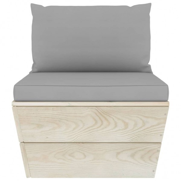 Muebles de jardín de palets 6 piezas y cojines madera de abeto M 4