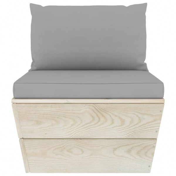 Muebles de jardín de palets 6 piezas y cojines madera de abeto M 4