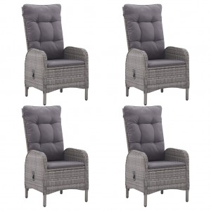 Muebles de jardín 5 piezas ratán sintético y vidrio gris H