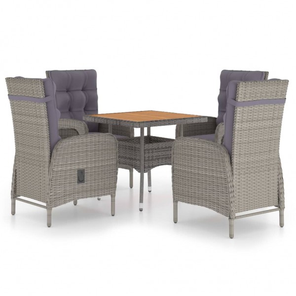 Muebles de jardín 5 piezas ratán sintético gris madera acacia D