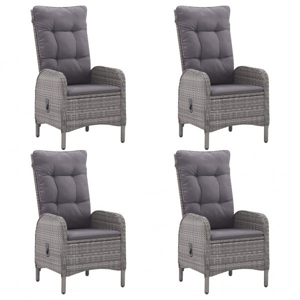 Muebles de jardín 5 piezas ratán sintético gris madera acacia M 3