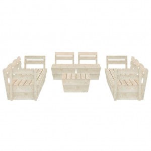 9 pcs conjunto lounge de paletes madeira de abeto impregnada H