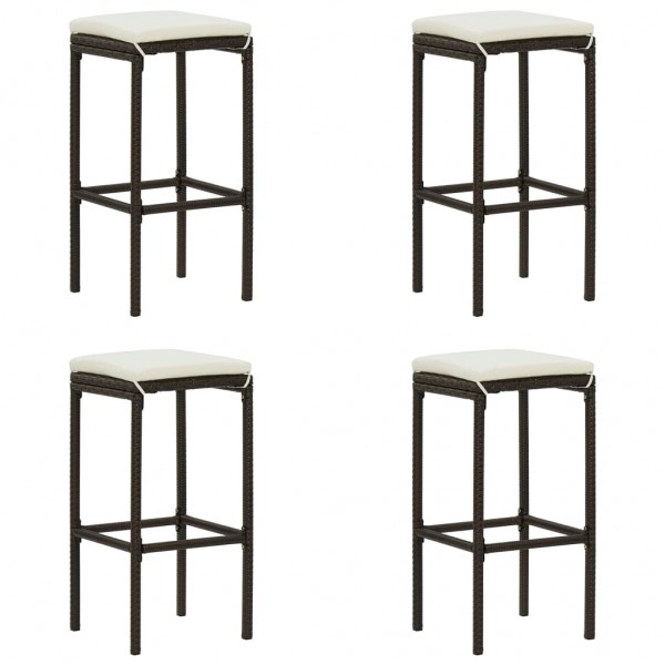 5 pcs conjunto de bar p/ jardim com almofadões vime PE castanho M 4