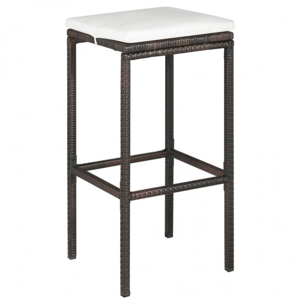 5 pcs conjunto de bar p/ jardim com almofadões vime PE castanho M 5