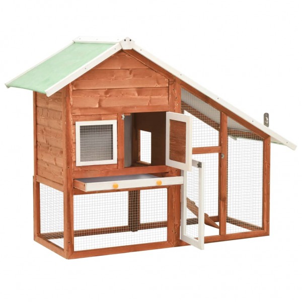 Conejera de madera maciza de abeto 140x63x120 cm M 2