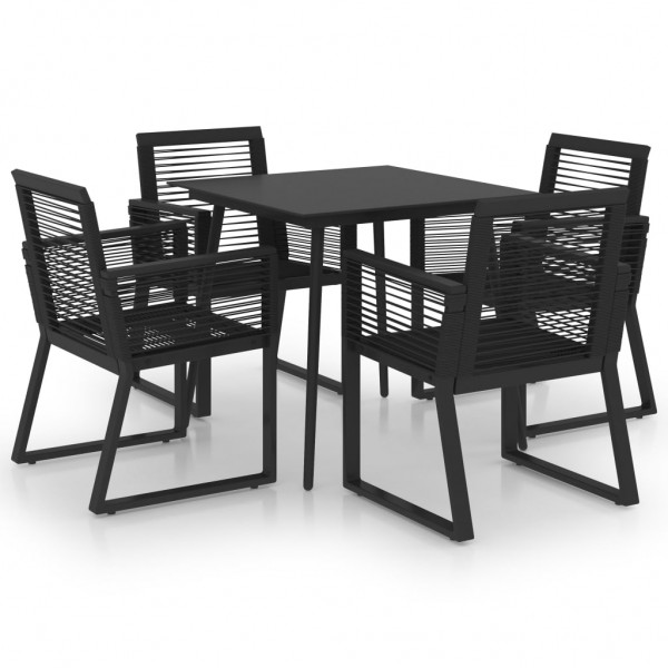 Juego de comedor para jardín 5 piezas ratán PVC negro D