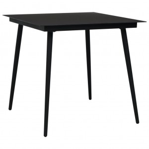 Juego de comedor para jardín 5 piezas ratán PVC negro H