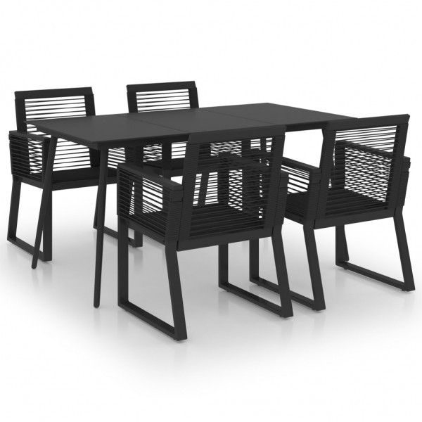 Juego de comedor para jardín 5 piezas ratán PVC negro D