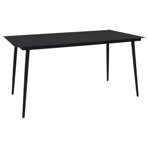 Juego de comedor para jardín 5 piezas ratán PVC negro H