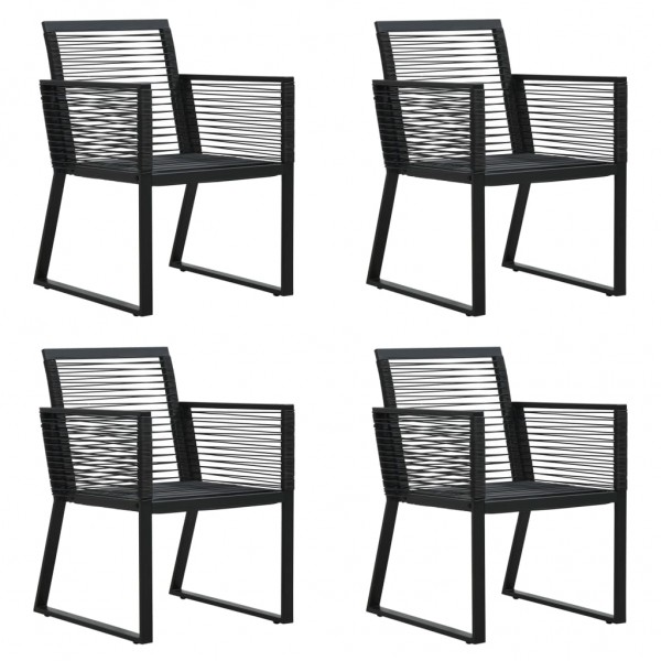 5 pcs conjunto de jantar para jardim vime de PVC preto M 5