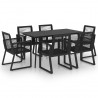 Juego de comedor para jardín 7 piezas ratán PVC negro 1