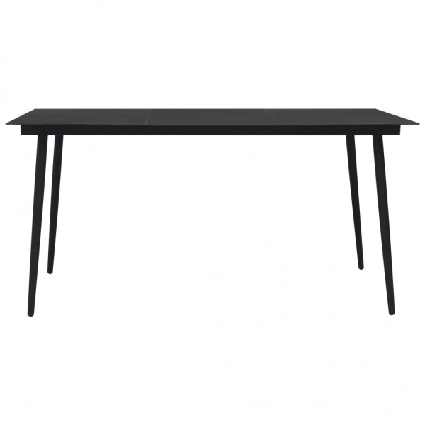 Juego de comedor para jardín 7 piezas ratán PVC negro M 3