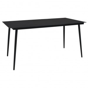 Juego de comedor para jardín 7 piezas ratán PVC negro H