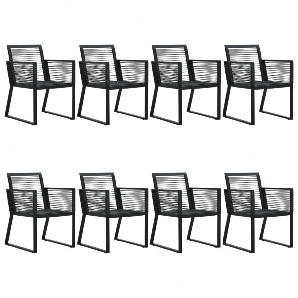 Juego de comedor para jardín 9 piezas ratán PVC negro M 5