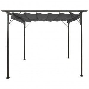Pérgola con tejado retráctil acero gris antracita 3x3m 180 g/m² H