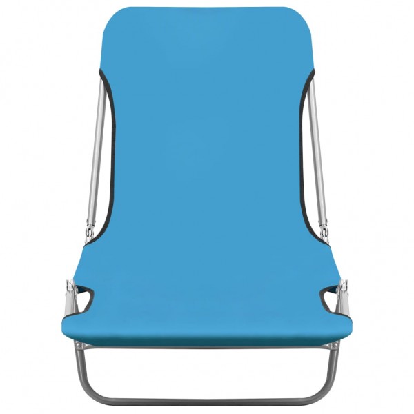 Tumbonas plegables 2 unidades acero y tela azul M 3