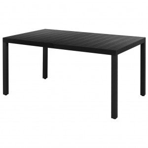Set de comedor de jardín de 7 piezas PVC ratán negro H
