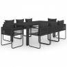 Set de comedor de jardín de 9 piezas PVC ratán negro 1