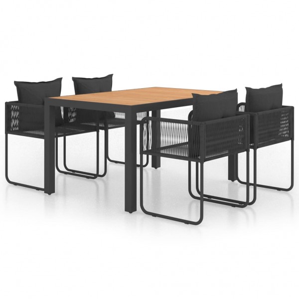 Set de comedor de jardín de 5 piezas PVC ratán negro y marrón D