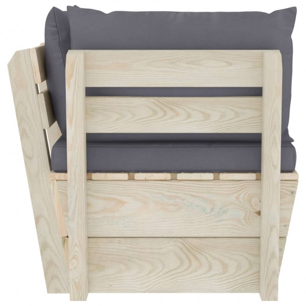 Sofá de canto paletes p/ jardim com almofadões abeto impreg. M 3