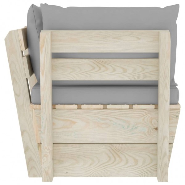 Sofá de canto paletes p/ jardim com almofadões abeto impreg. M 3