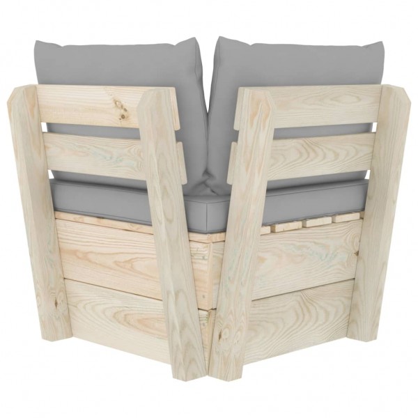 Sofá de esquina de palets de jardín cojines abeto impregnado M 4