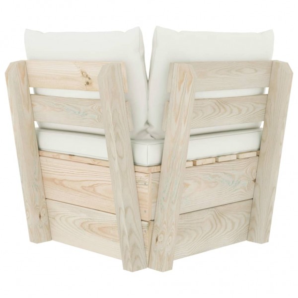 Sofá de canto paletes p/ jardim com almofadões abeto impreg. M 4