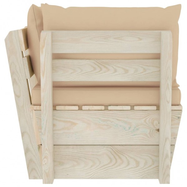 Sofá de canto paletes p/ jardim com almofadões abeto impreg. M 3