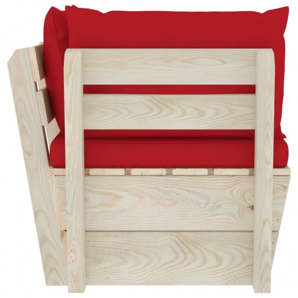 Sofá de esquina de palets de jardín cojines abeto impregnado M 3