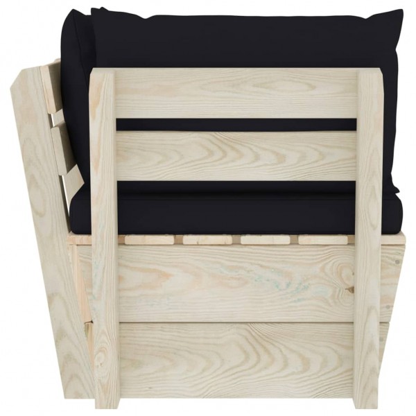 Sofá de esquina de palets de jardín cojines abeto impregnado M 3