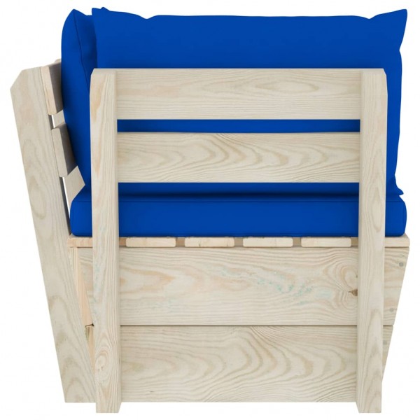 Sofá de canto paletes p/ jardim com almofadões abeto impreg. M 3