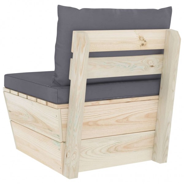 Sofá central de palets jardín cojines madera abeto impregnada M 4