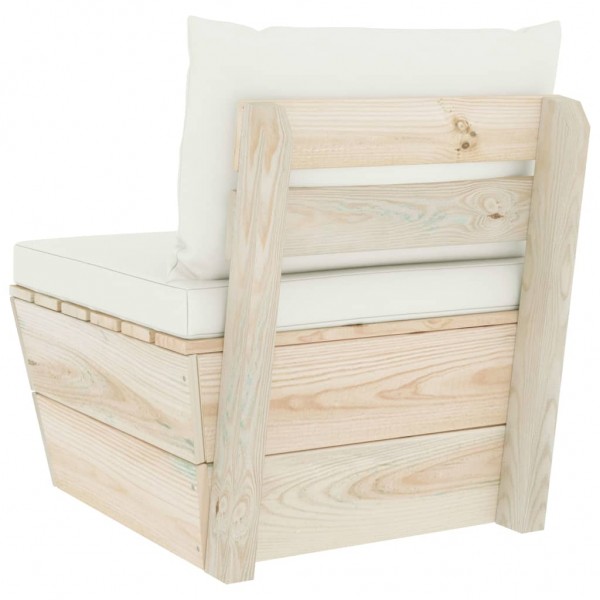 Sofá central de palets jardín cojines madera abeto impregnada M 4