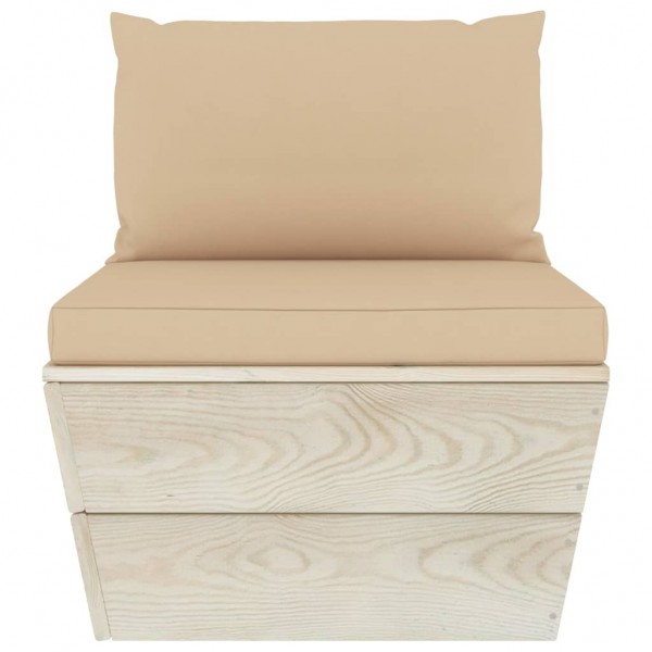 Sofá de centro paletes p/ jardim com almofadões abeto impreg. M 2