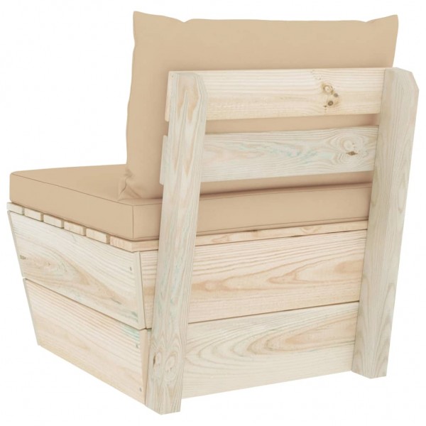 Sofá central de palets jardín cojines madera abeto impregnada M 4