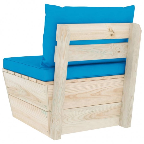 Sofá central de palets jardín cojines madera abeto impregnada M 4