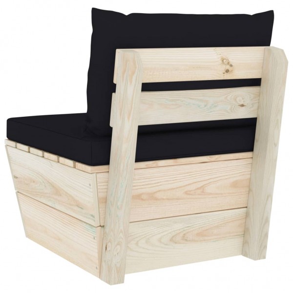 Sofá central de palets jardín cojines madera abeto impregnada M 4