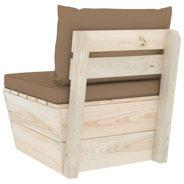 Sofá de centro paletes p/ jardim com almofadões abeto impreg. M 4