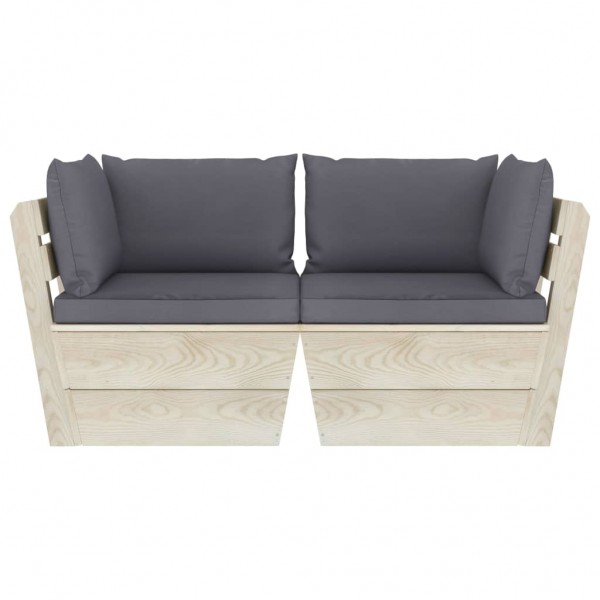 Sofá paletes 2 lugares p/ jardim c/ almofadões madeira de abeto M 2