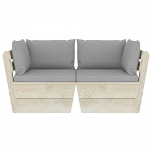 Sofá paletes 2 lugares p/ jardim c/ almofadões madeira de abeto H