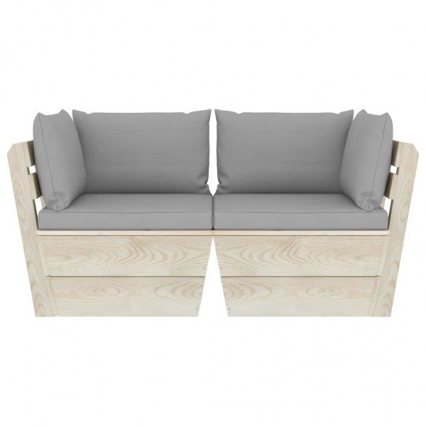 Sofá de palets de jardín 2 plazas con cojines madera de abeto M 2