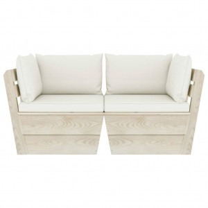 Sofá de palets de jardín 2 plazas con cojines madera de abeto H