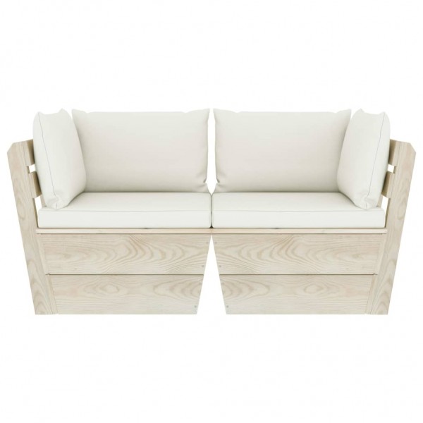 Sofá de palets de jardín 2 plazas con cojines madera de abeto M 2