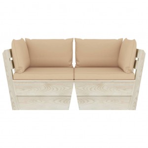 Sofá paletes 2 lugares p/ jardim c/ almofadões madeira de abeto H