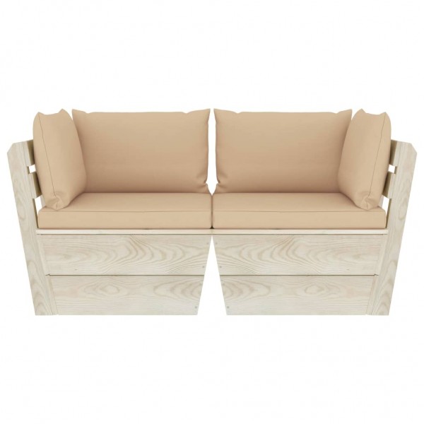 Sofá de palets de jardín 2 plazas con cojines madera de abeto M 2