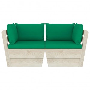 Sofá paletes 2 lugares p/ jardim c/ almofadões madeira de abeto H