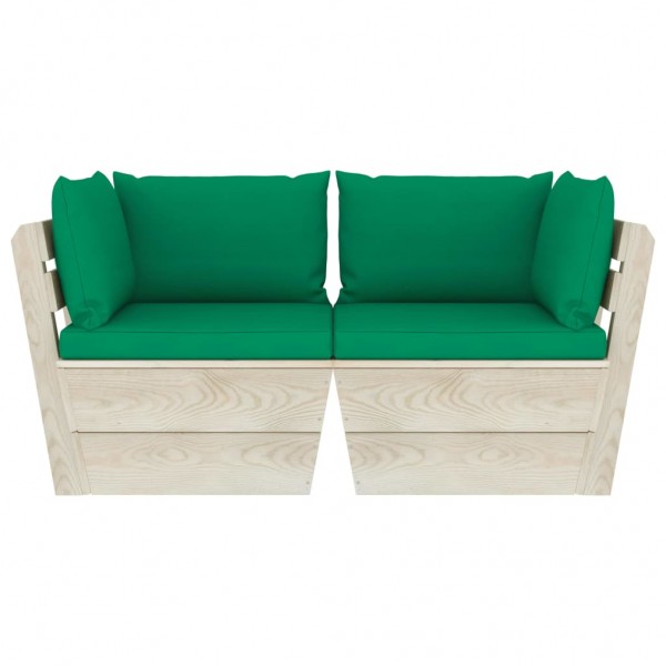 Sofá paletes 2 lugares p/ jardim c/ almofadões madeira de abeto M 2