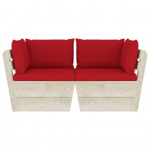 Sofá paletes 2 lugares p/ jardim c/ almofadões madeira de abeto H