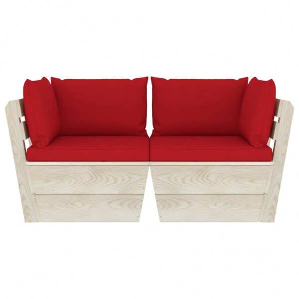 Sofá de palets de jardín 2 plazas con cojines madera de abeto M 2